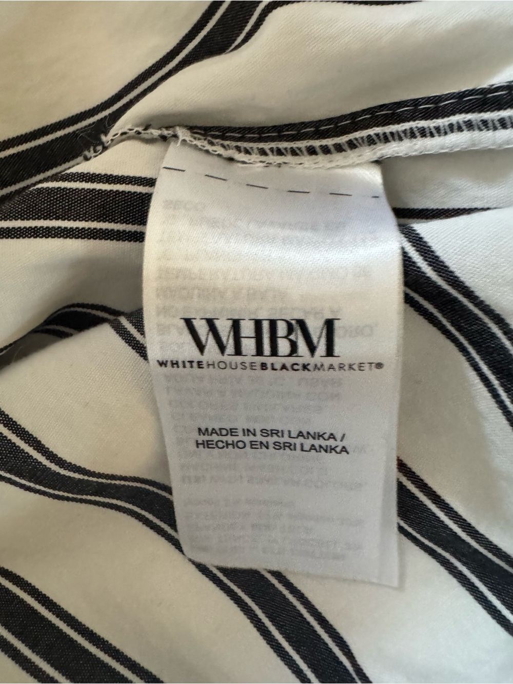 White House Black Market Black & White Striped Off-Shoulder Puff Sleeve Blouse - Picture 6 of 7